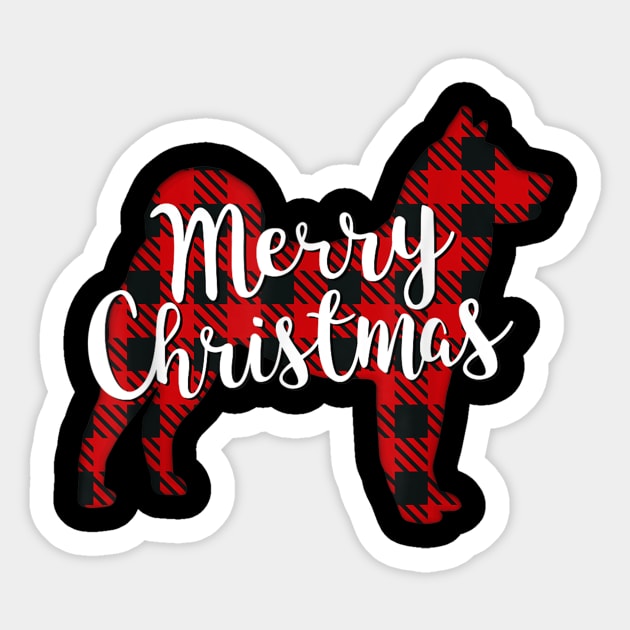 Merry Christmas Plaid Akita Dog Sticker by Rojio